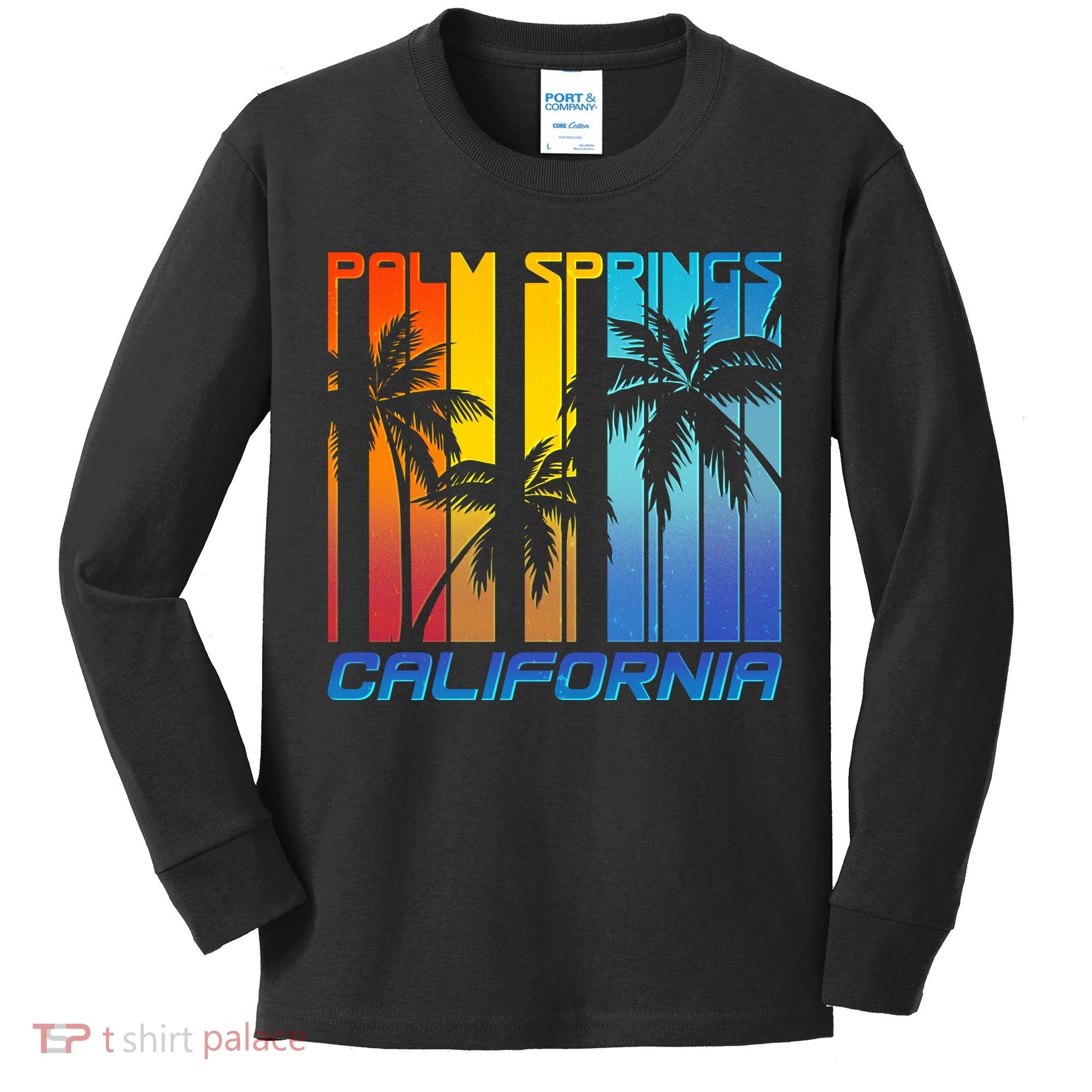 Cool Retro Palm Springs California  Kids Long Sleeve Shirt