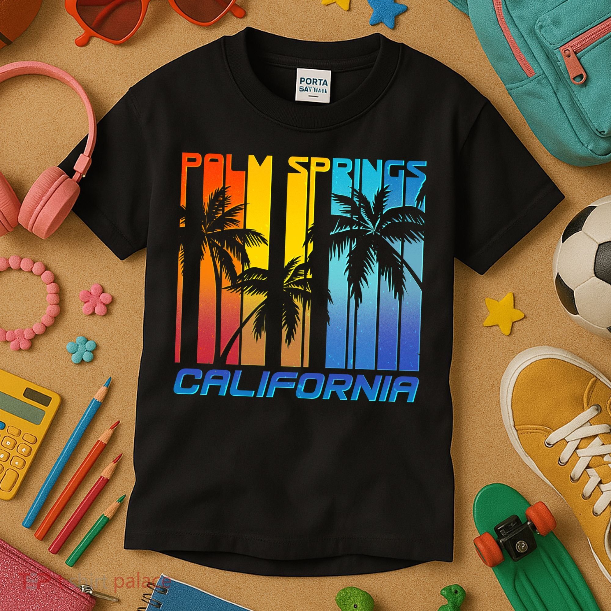 Cool Retro Palm Springs California  Kids T-Shirt