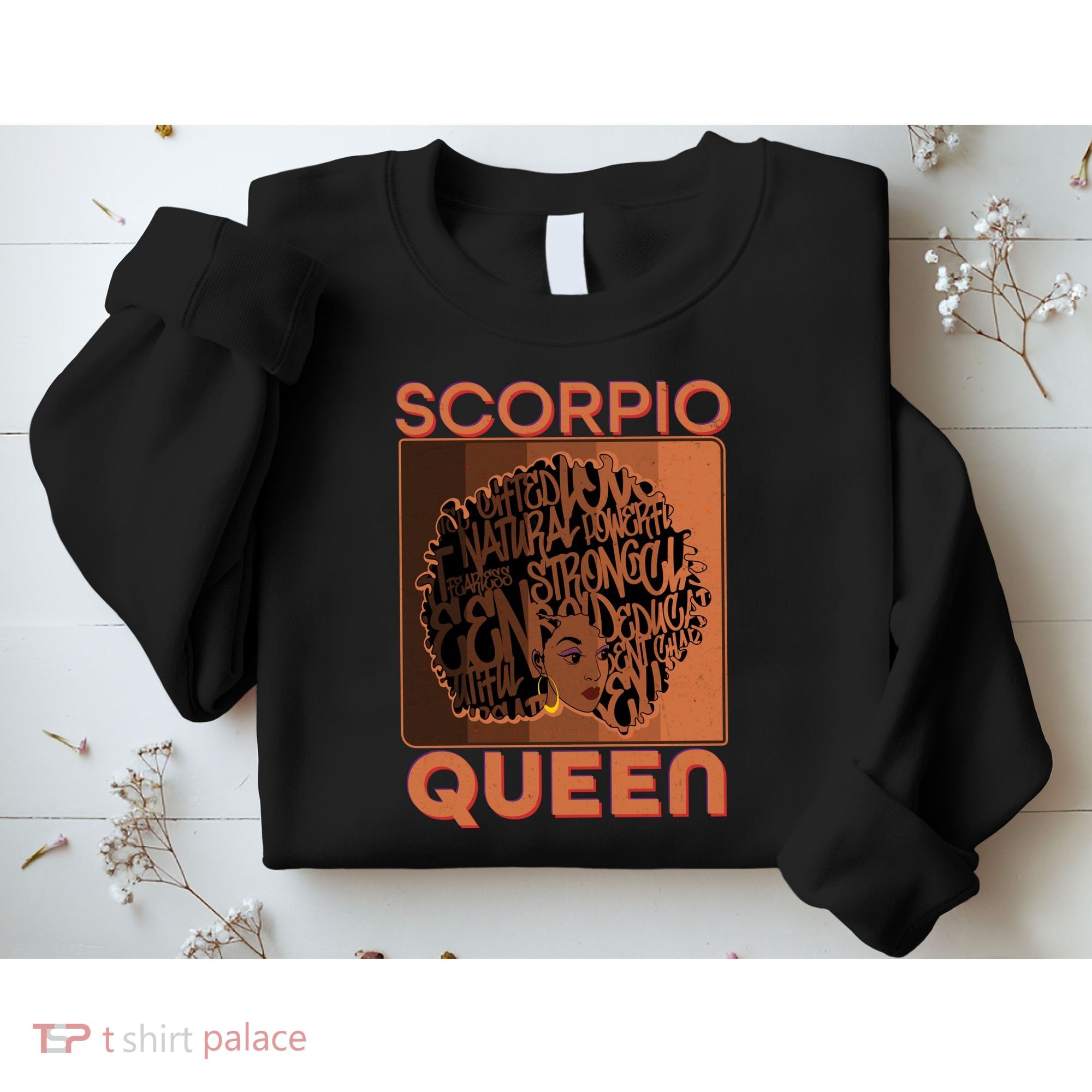 Cool Retro Scorpio Queen Afro Woman Sweatshirt