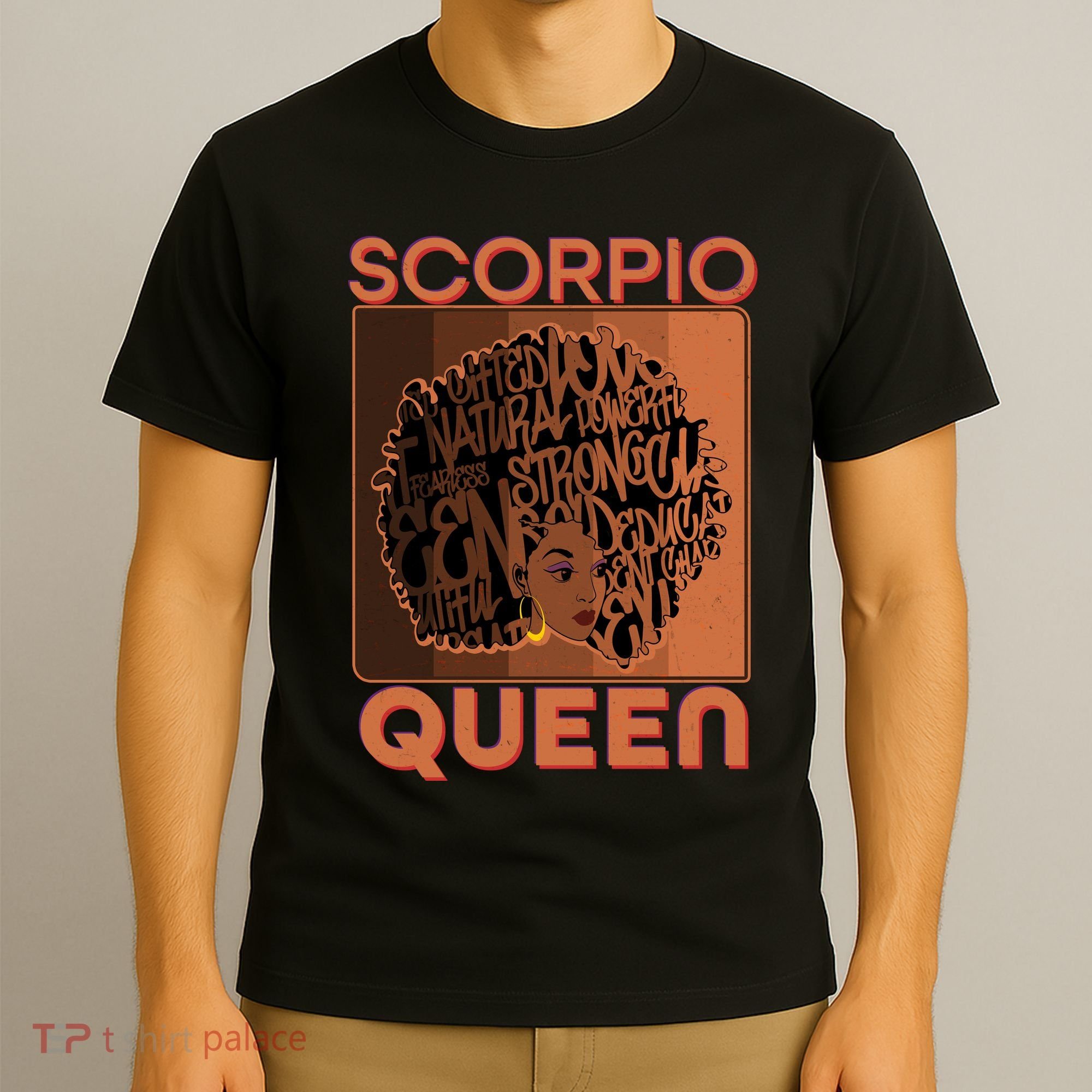 Cool Retro Scorpio Queen Afro Woman T-Shirt