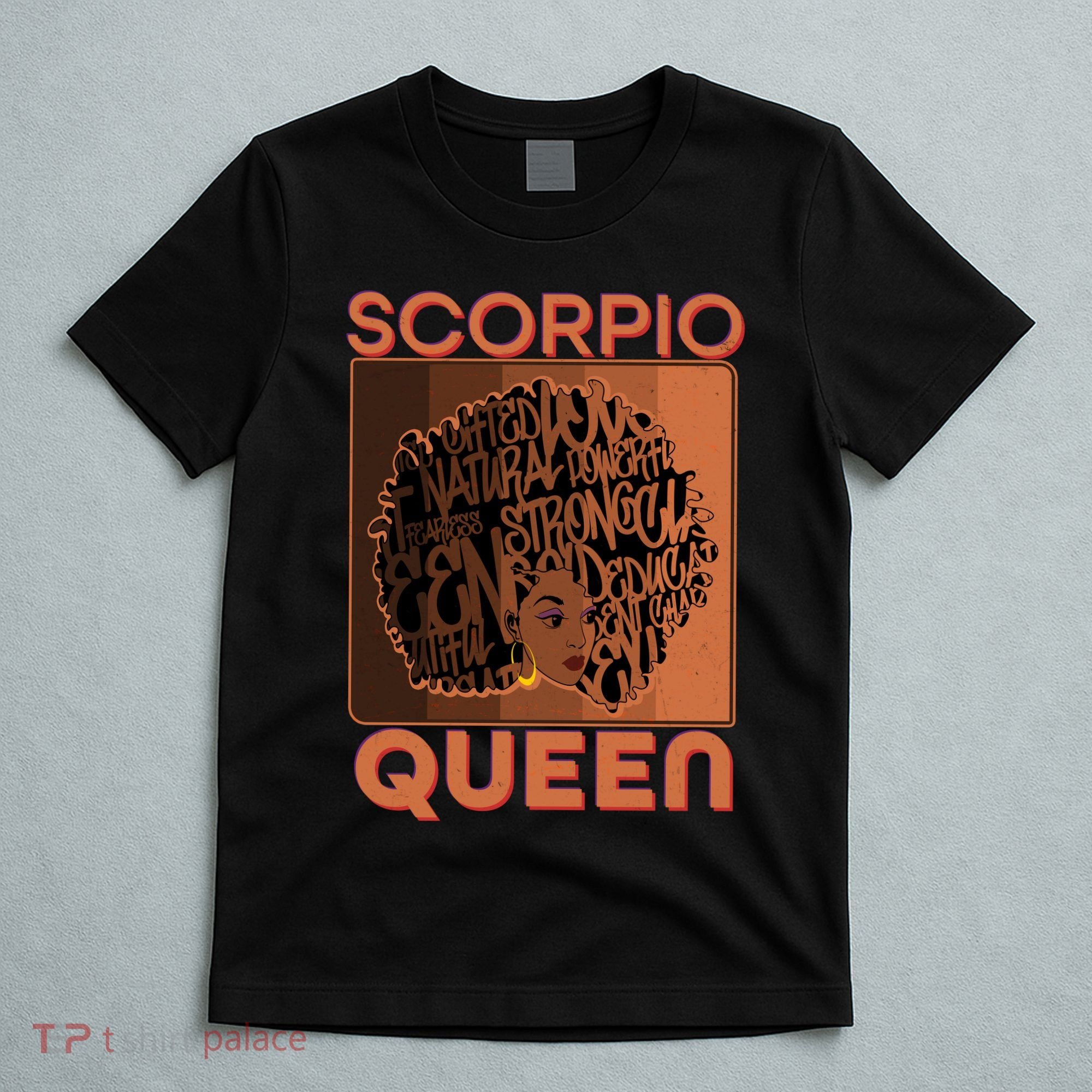 Cool Retro Scorpio Queen Afro Woman T-Shirt