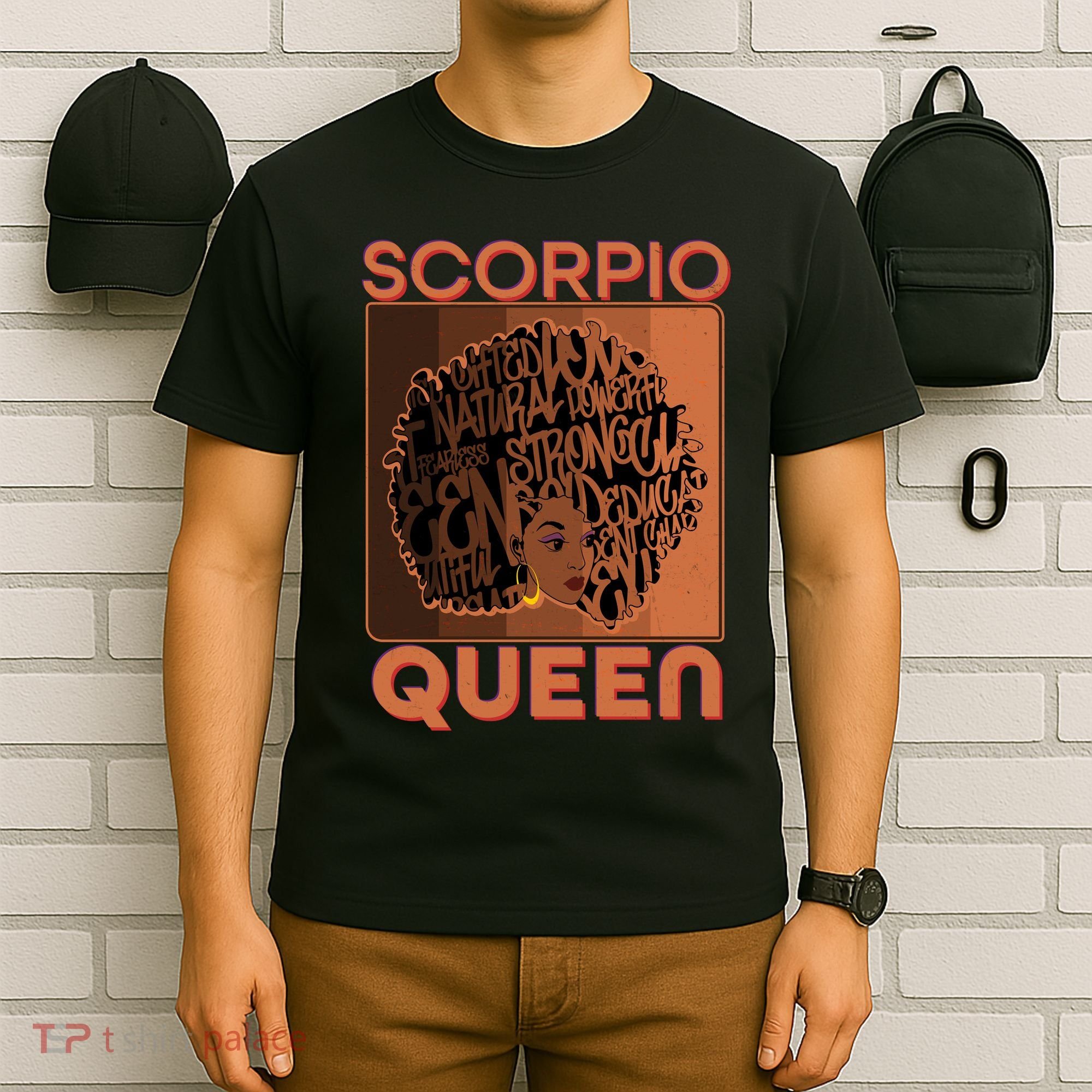 Cool Retro Scorpio Queen Afro Woman T-Shirt