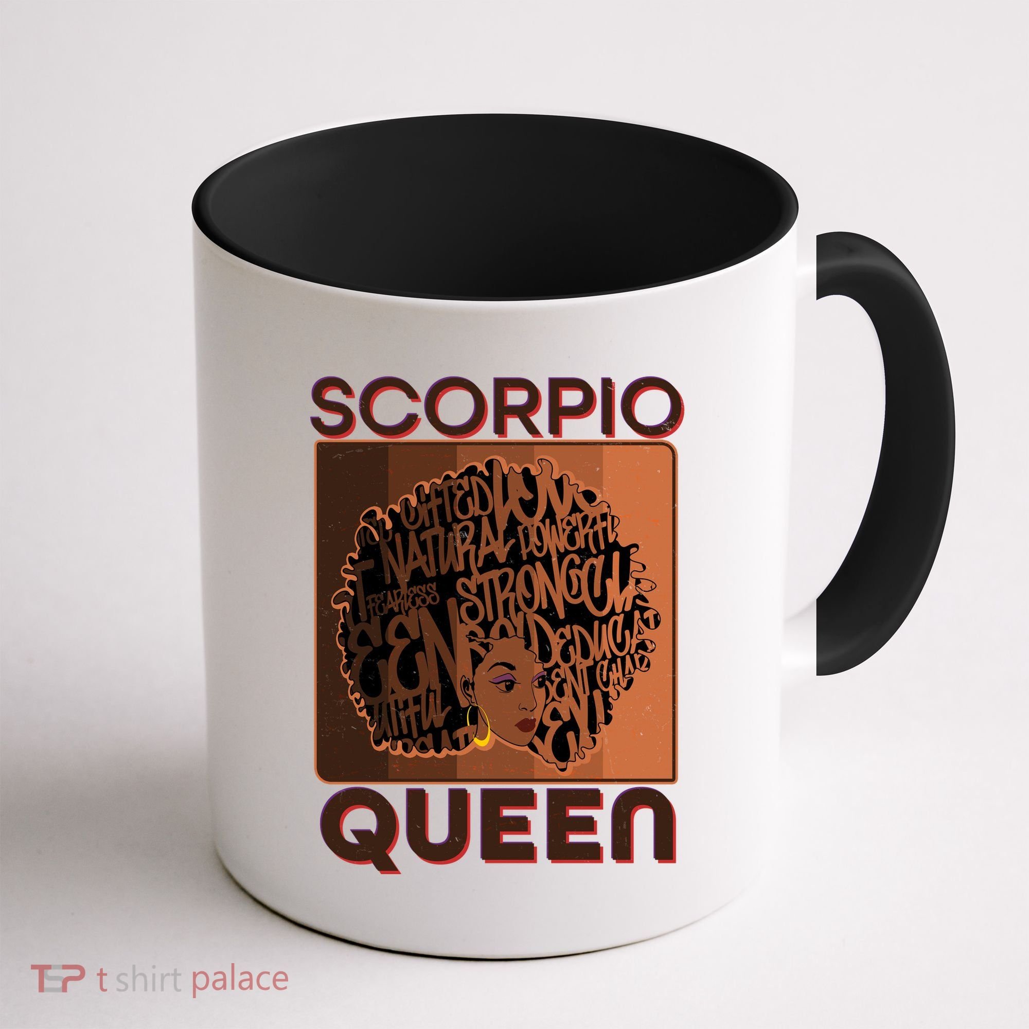 Cool Retro Scorpio Queen Afro Woman Coffee Mug