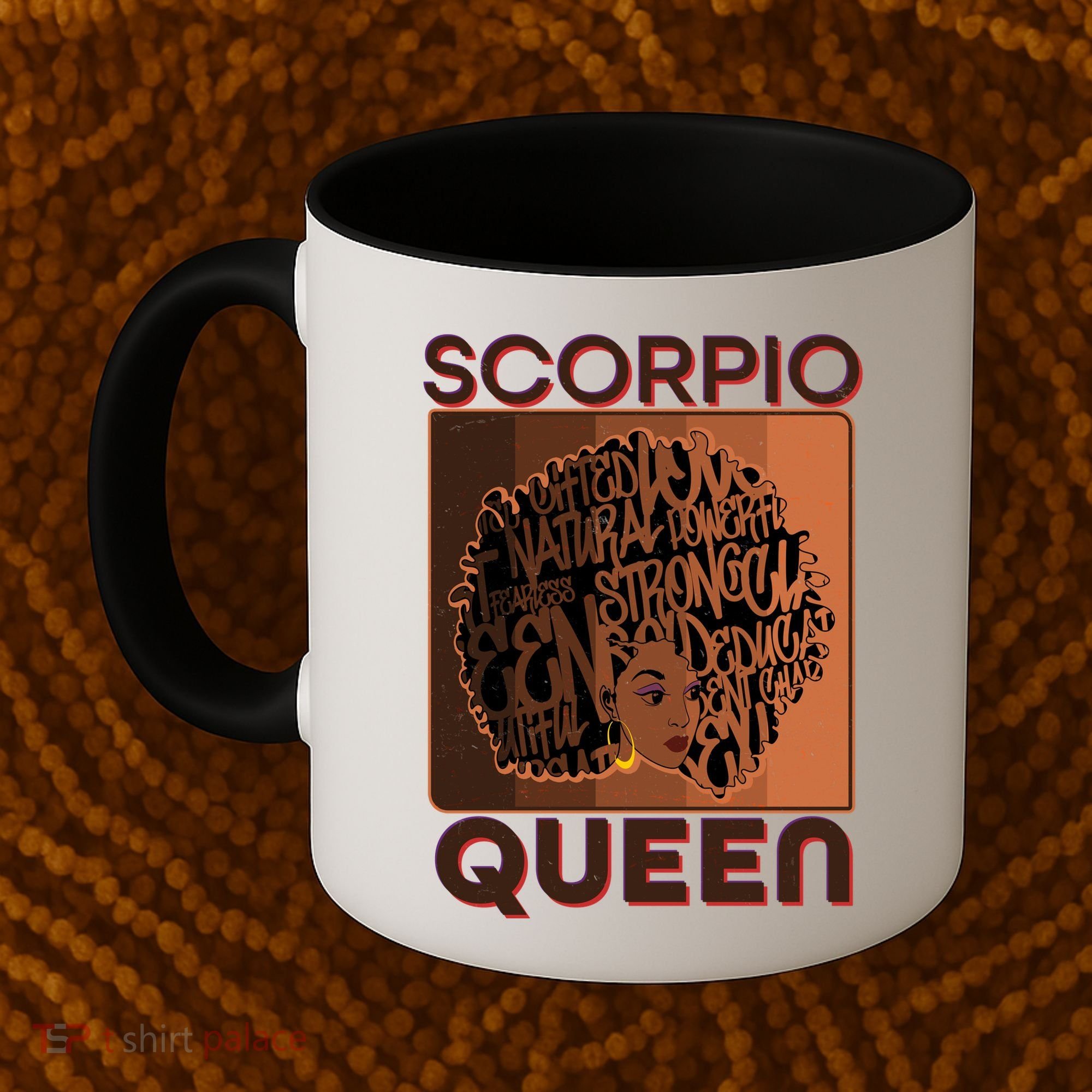 Cool Retro Scorpio Queen Afro Woman Coffee Mug