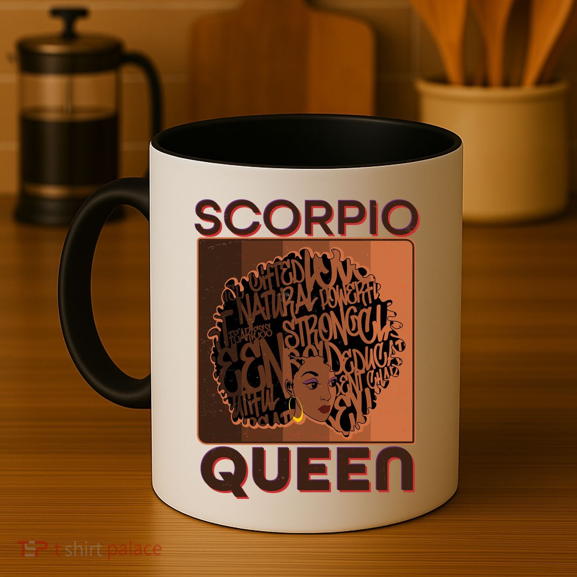 Cool Retro Scorpio Queen Afro Woman Coffee Mug