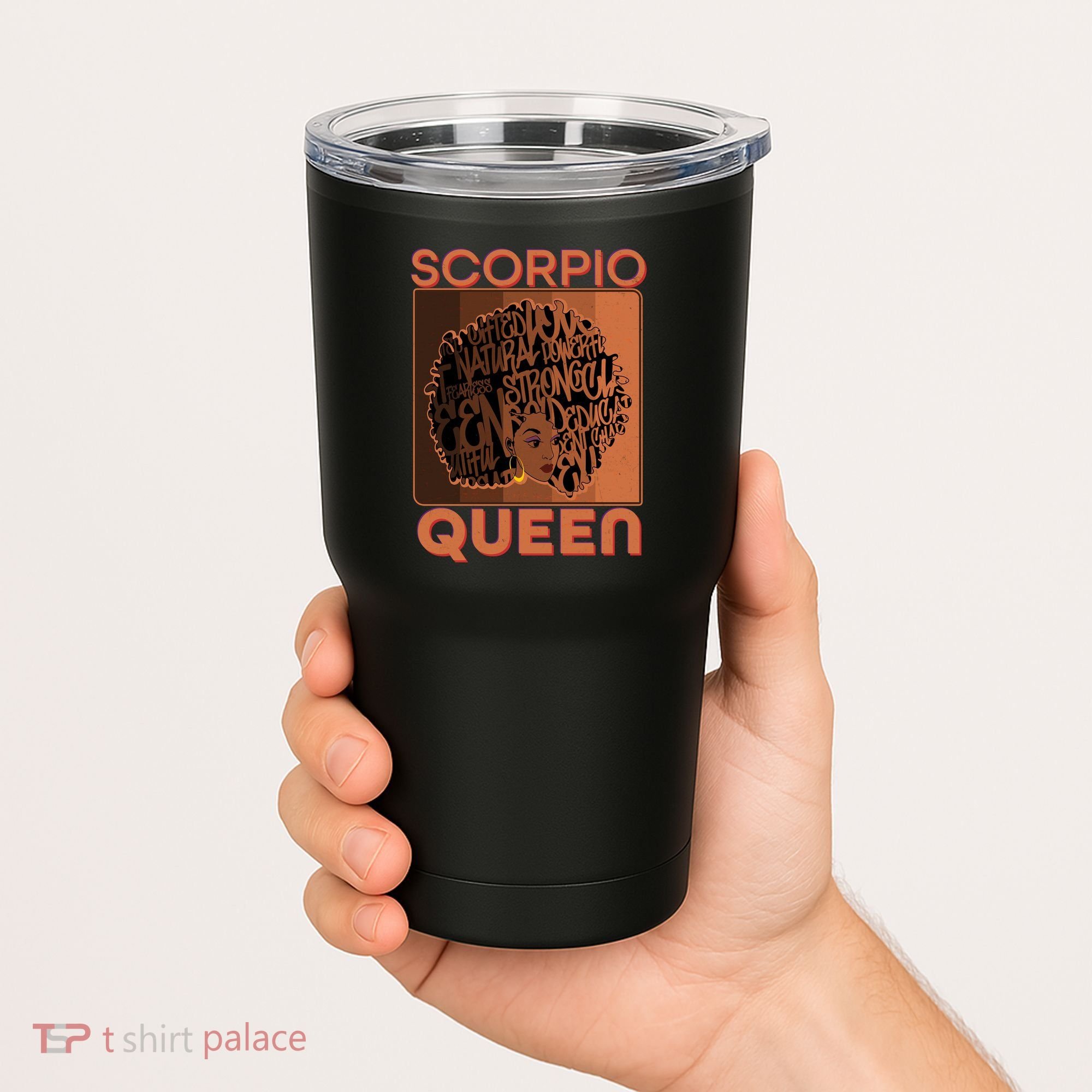 Cool Retro Scorpio Queen Afro Woman Tumbler