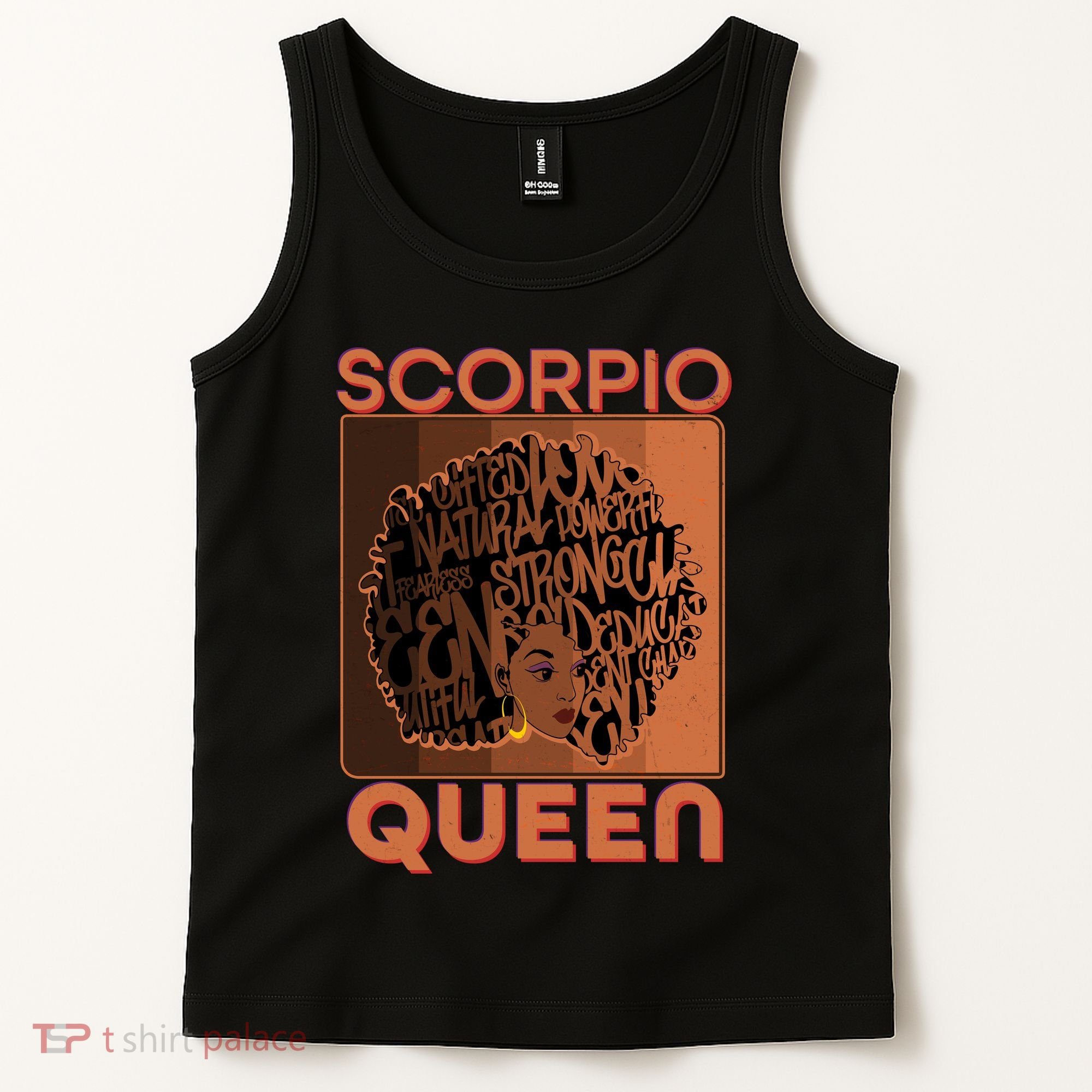 Cool Retro Scorpio Queen Afro Woman Tank Top