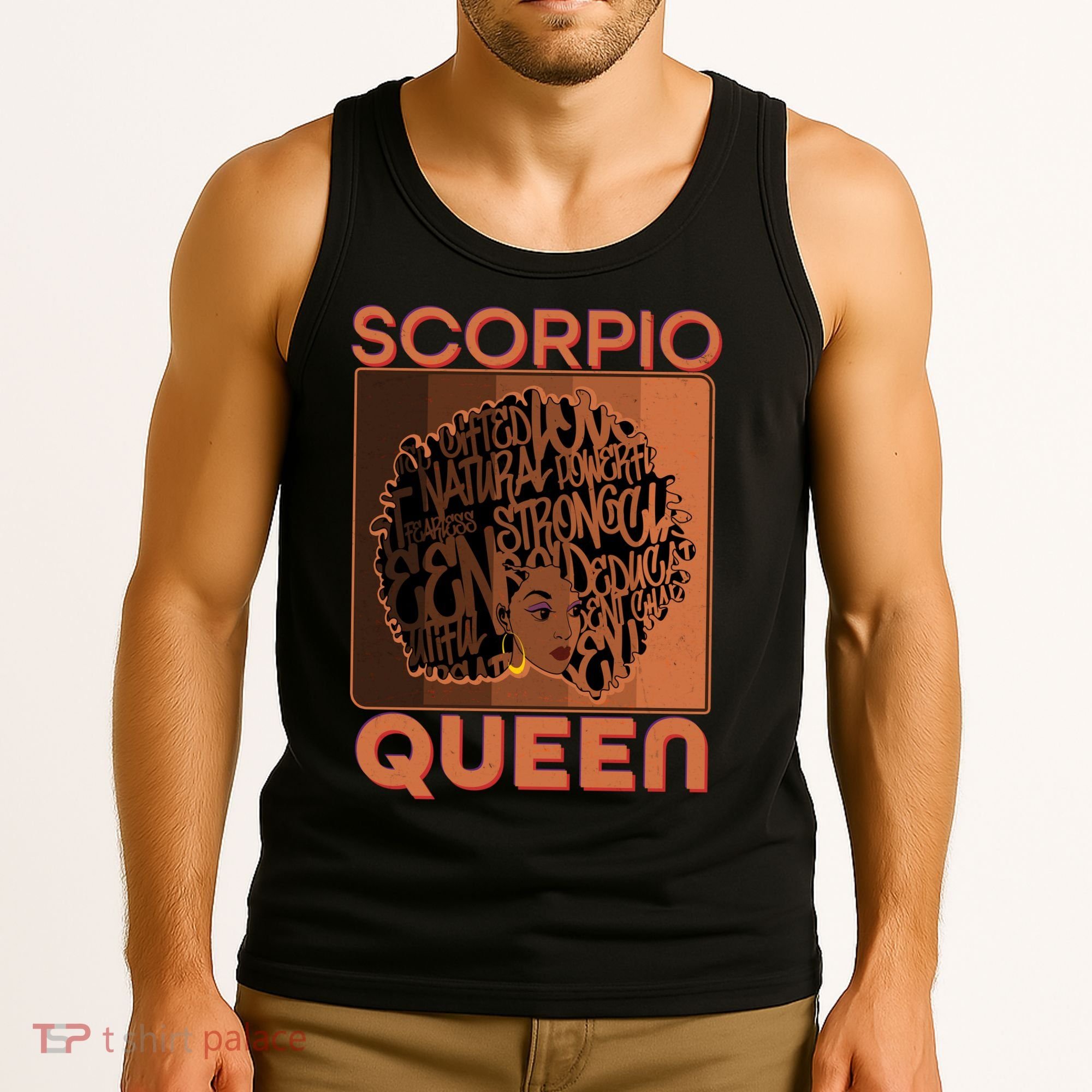 Cool Retro Scorpio Queen Afro Woman Tank Top