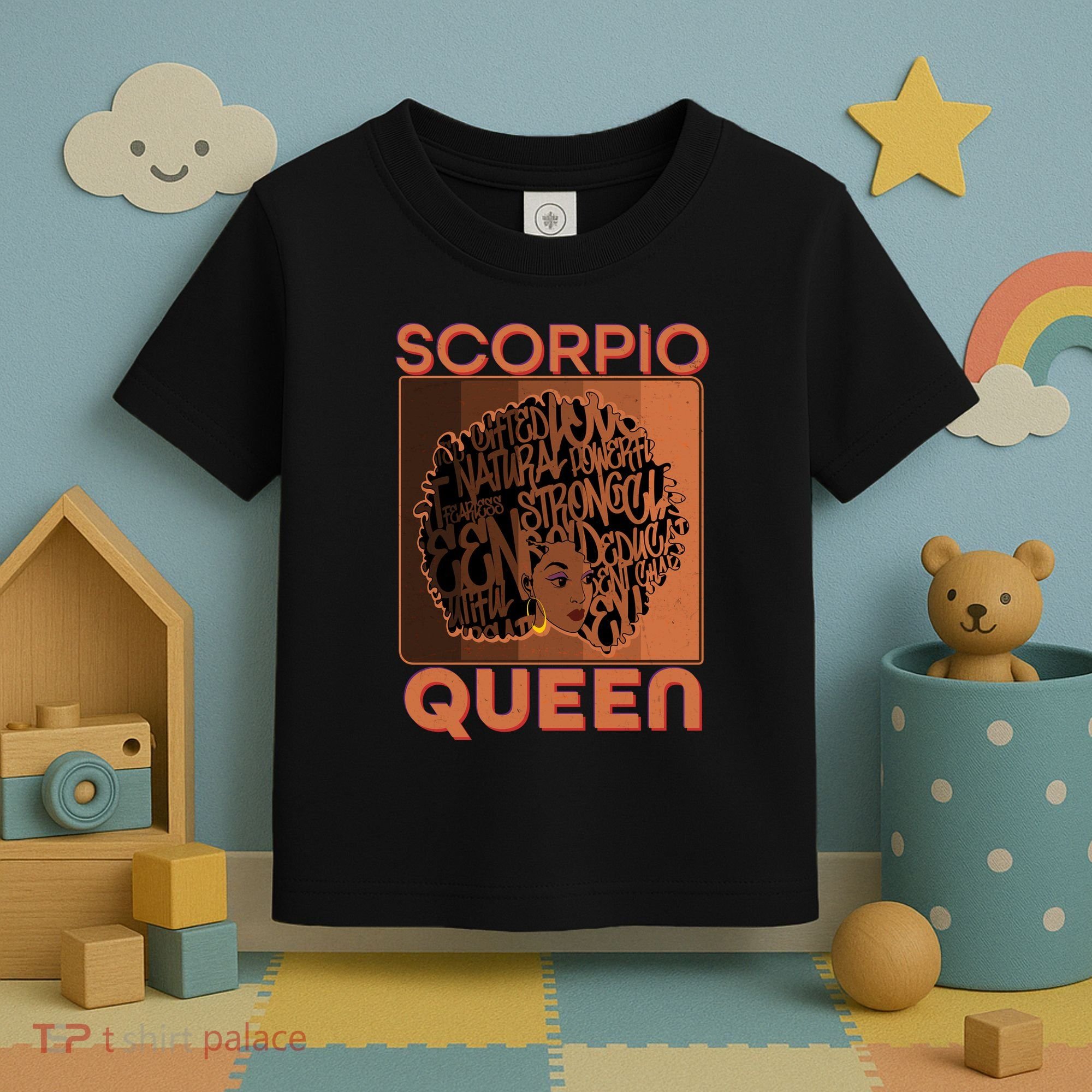 Cool Retro Scorpio Queen Afro Woman Toddler T-Shirt