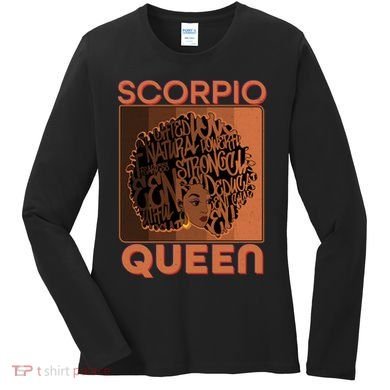 Cool Retro Scorpio Queen Afro Woman Women's Long Sleeve Shirt