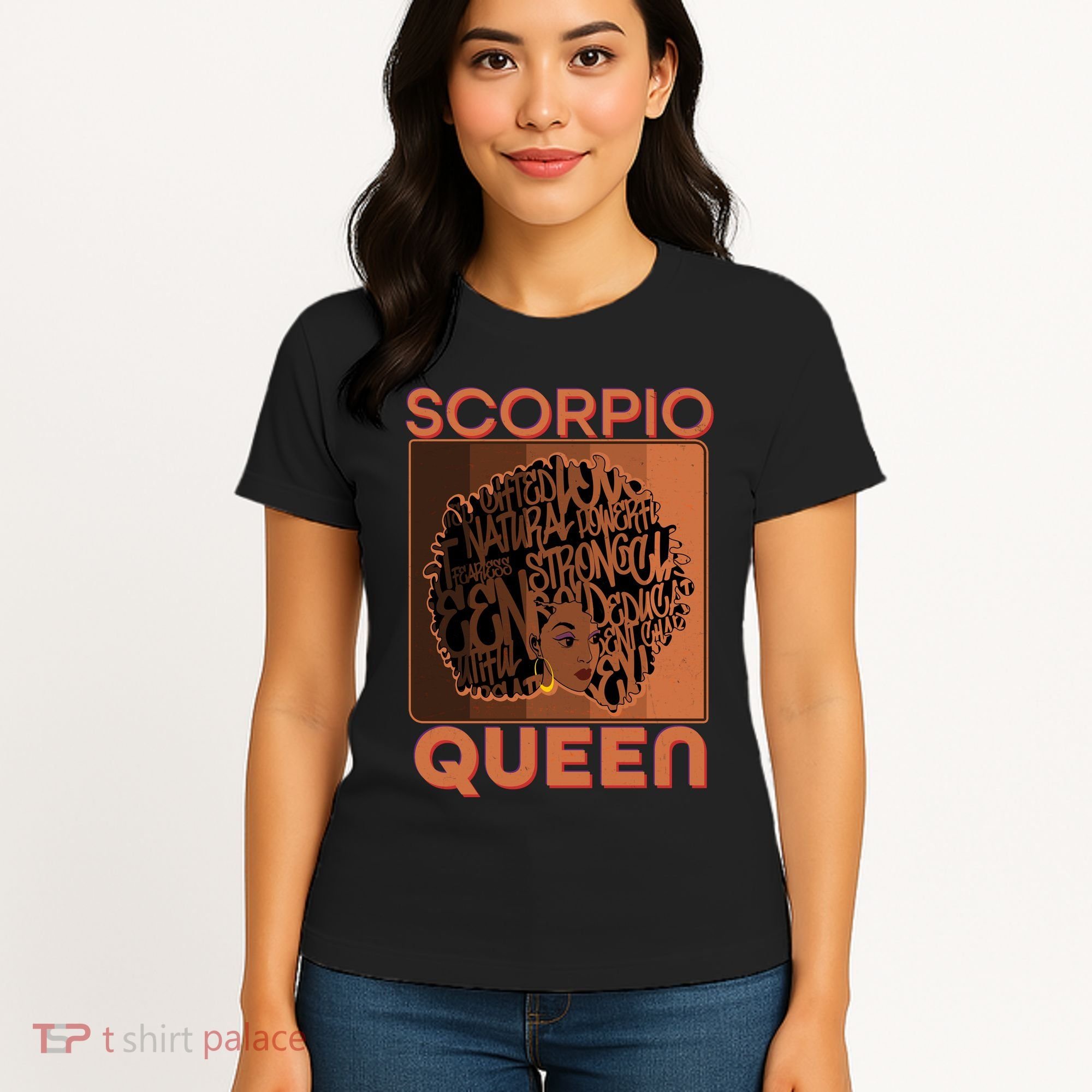Cool Retro Scorpio Queen Afro Woman Women's T-Shirt