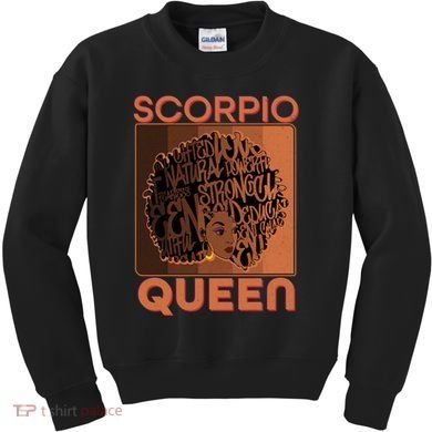 Cool Retro Scorpio Queen Afro Woman Kids Sweatshirt