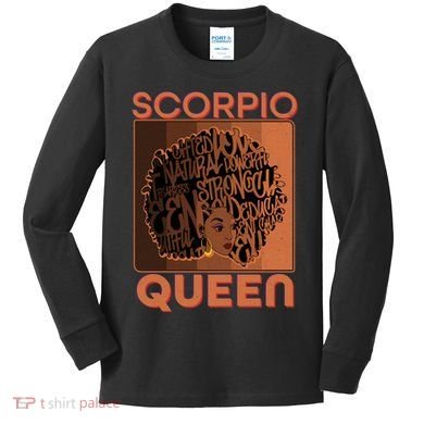 Cool Retro Scorpio Queen Afro Woman Kids Long Sleeve Shirt