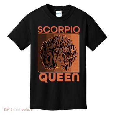 Cool Retro Scorpio Queen Afro Woman Kids T-Shirt