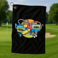 Cool Retro Tapes Golf Towel thumb 1