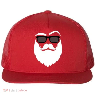 Cool Santa Clause Flat Bill Trucker Hat
