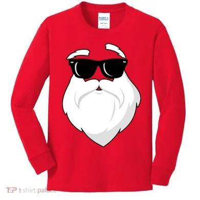 Cool Santa Face Kids Long Sleeve Shirt
