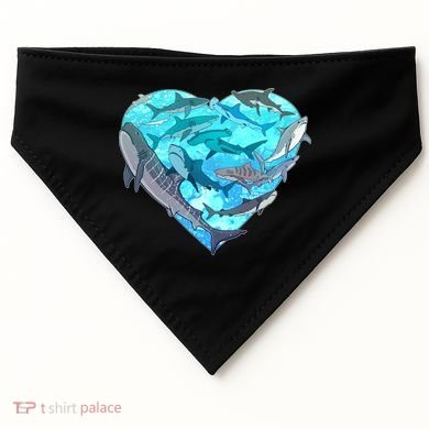Cool Shark Love Heart USA-Made Doggie Bandana