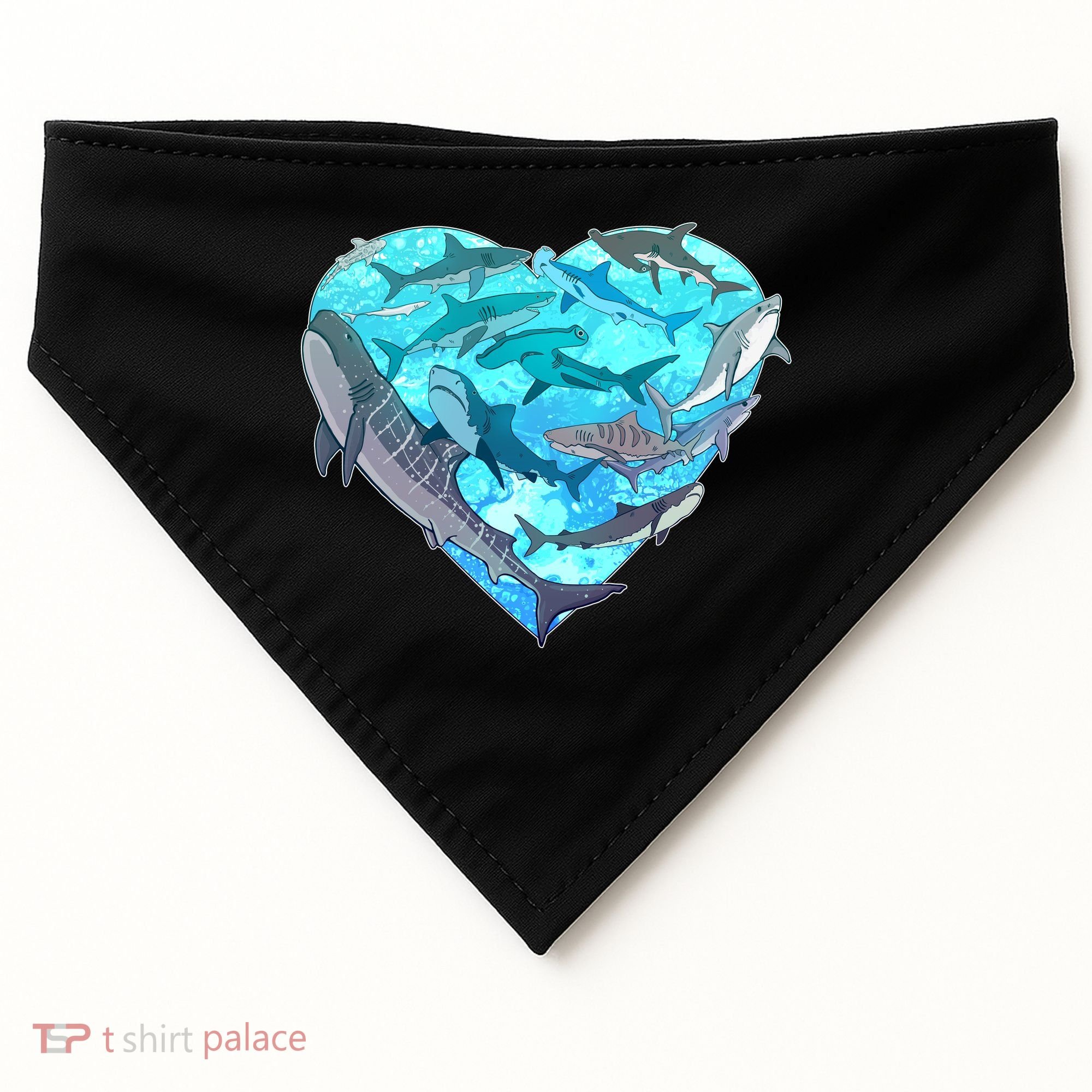 Cool Shark Love Heart USA-Made Doggie Bandana