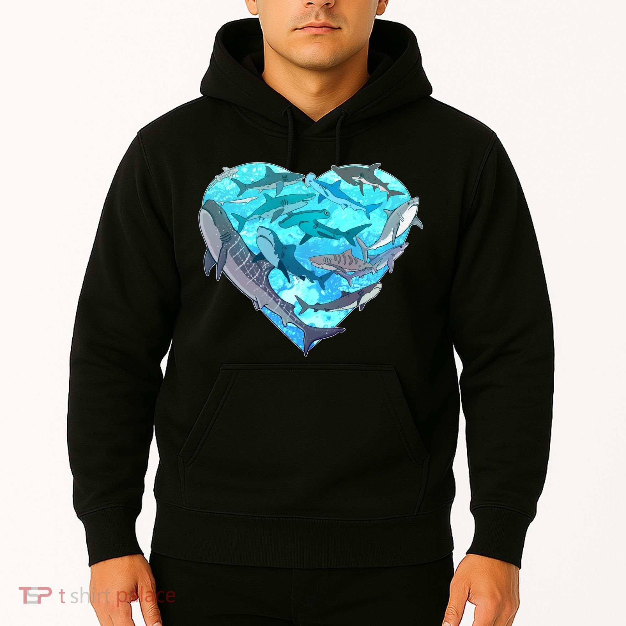 Cool Shark Love Heart Hoodie