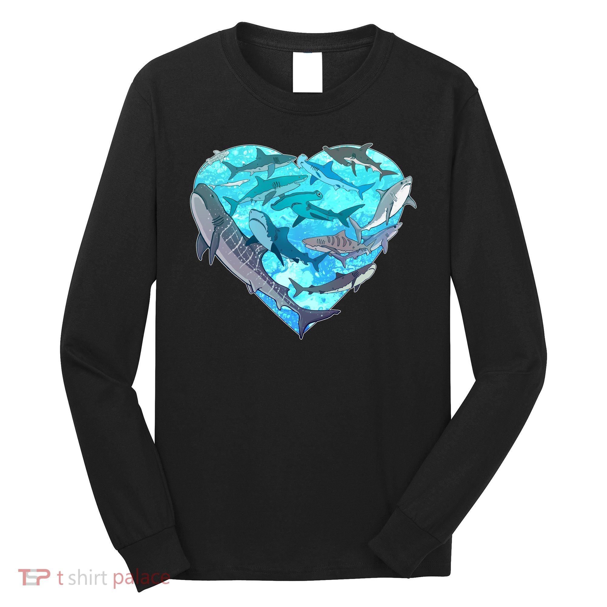 Cool Shark Love Heart Long Sleeve Shirt