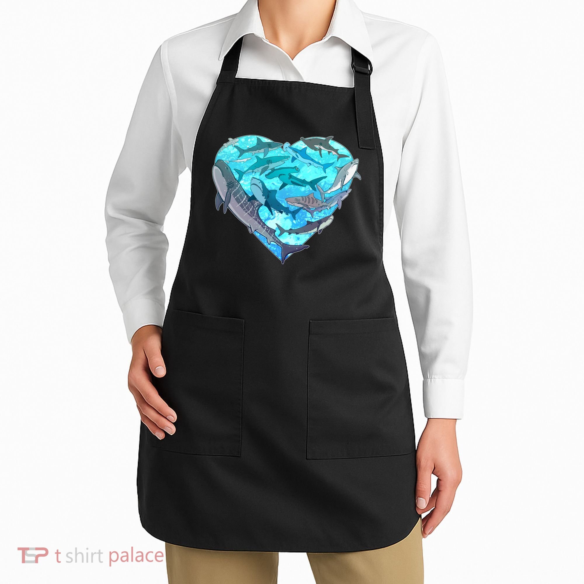 Cool Shark Love Heart Apron