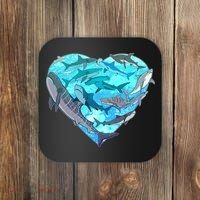 Cool Shark Love Heart Coaster thumb 0