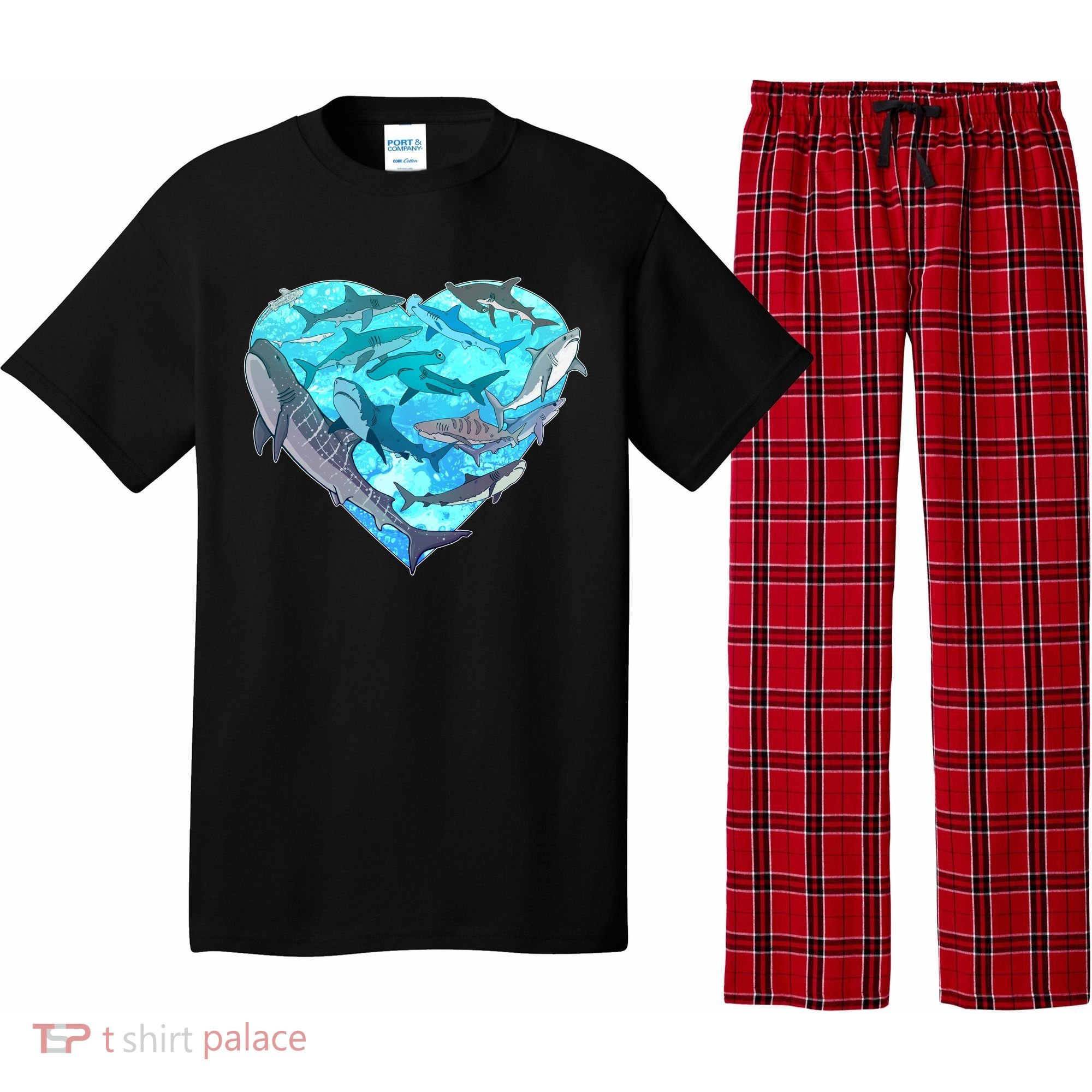 Cool Shark Love Heart Pajama Set