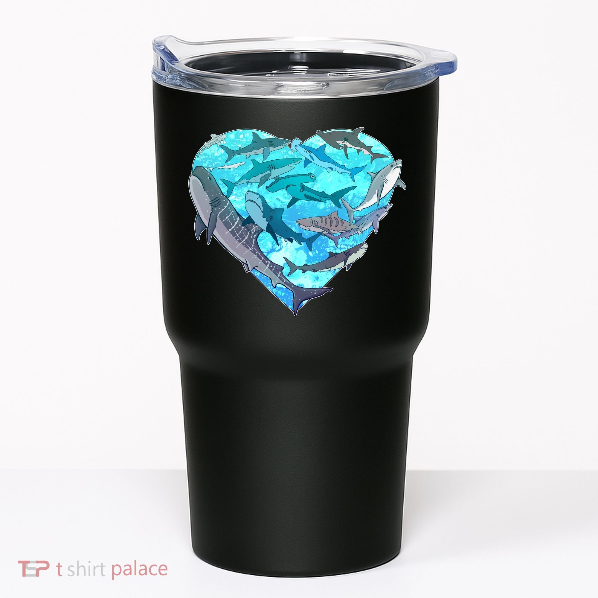 Cool Shark Love Heart Tumbler