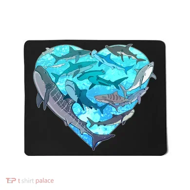 Cool Shark Love Heart Mousepad