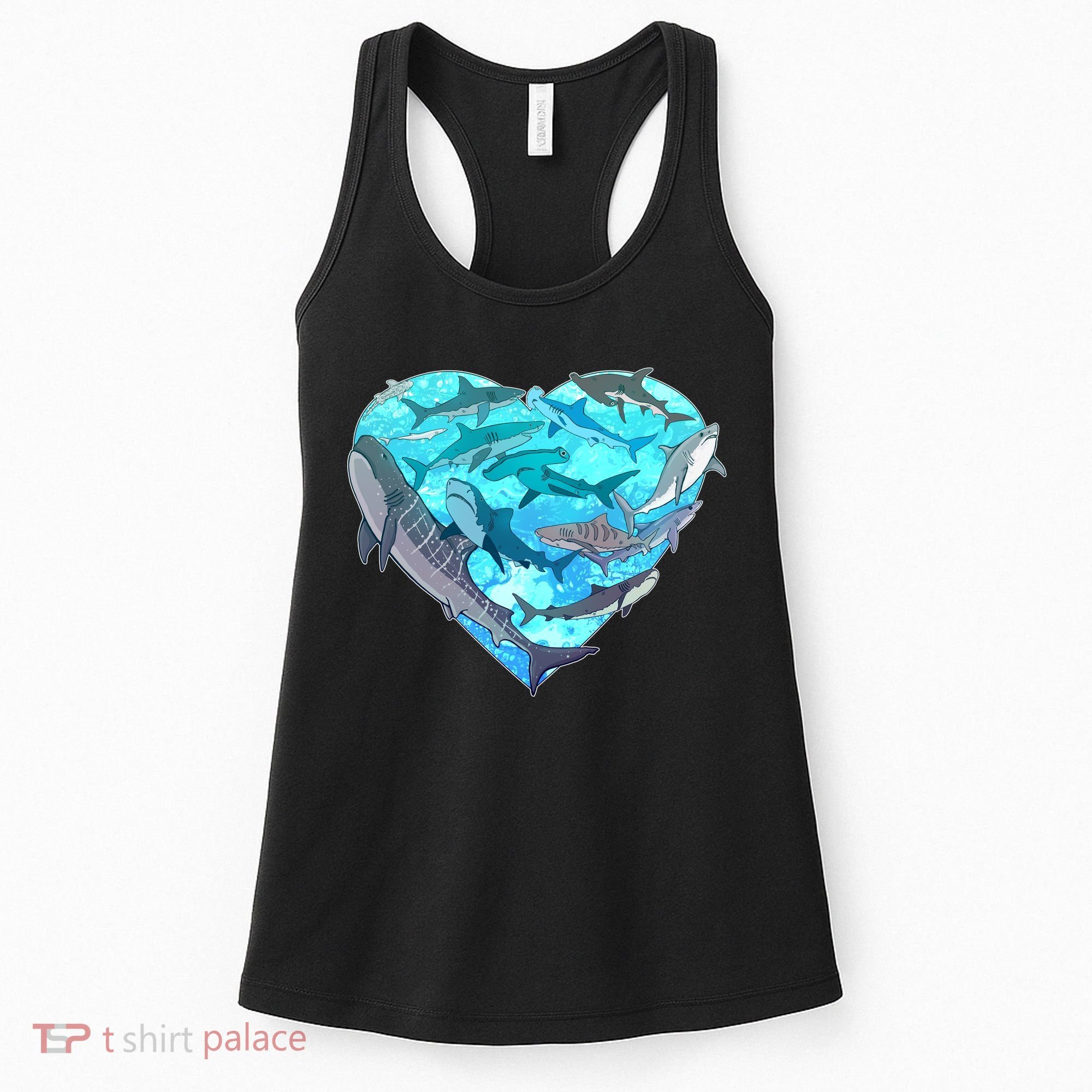 Cool Shark Love Heart Women's Tank Top