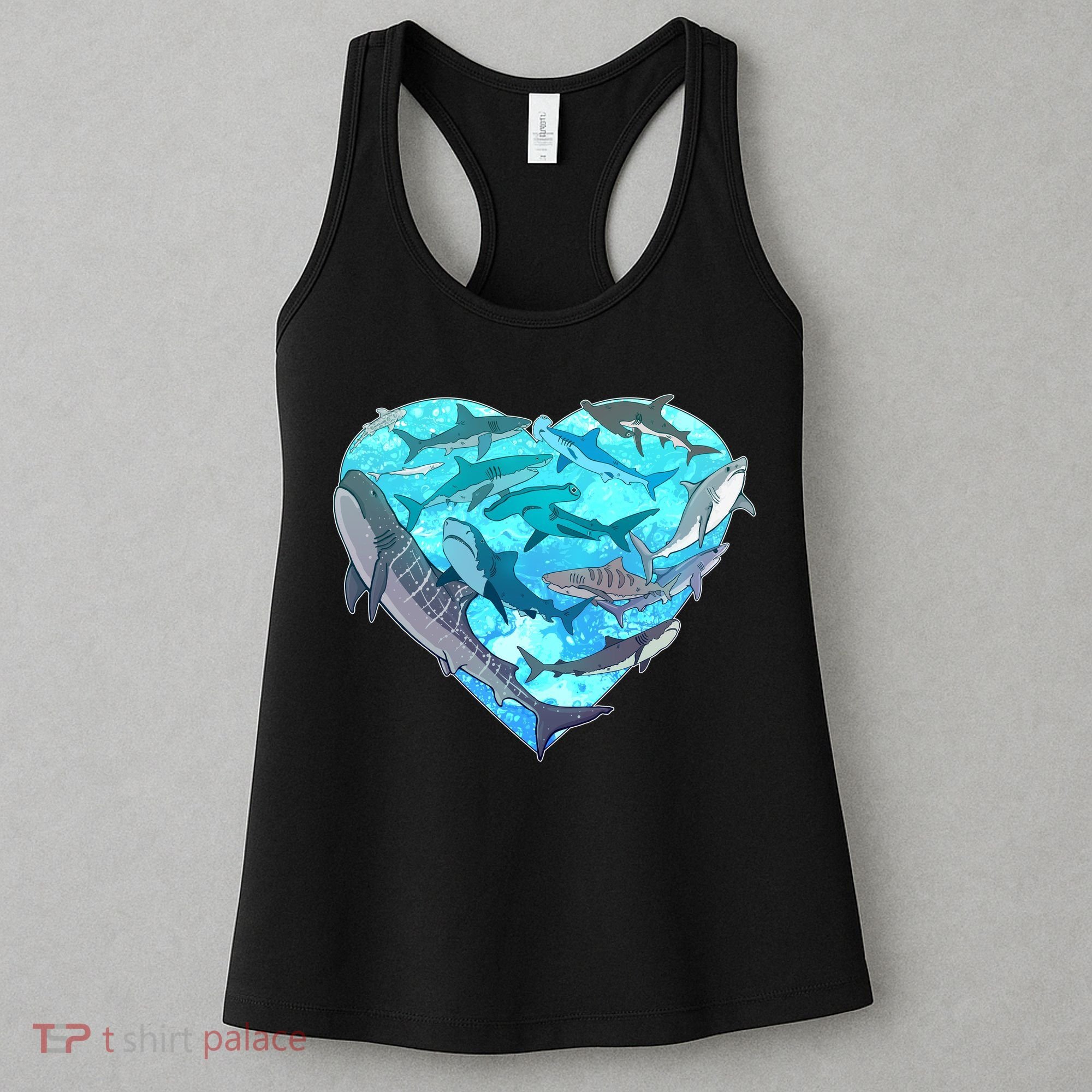 Cool Shark Love Heart Women's Tank Top