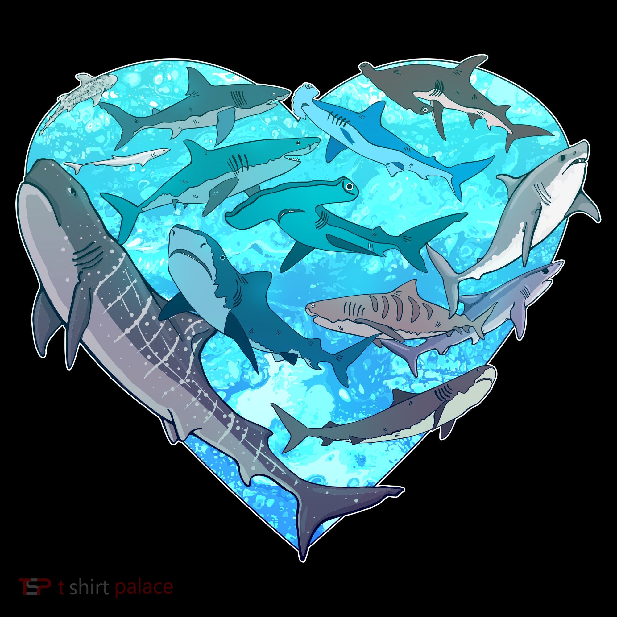 Cool Shark Love Heart Women's Tank Top