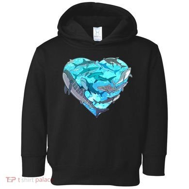 Cool Shark Love Heart Toddler Hoodie