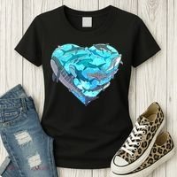 Cool Shark Love Heart Women's T-Shirt thumb 3