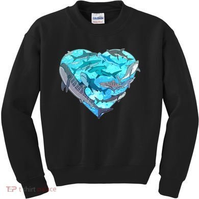 Cool Shark Love Heart Kids Sweatshirt