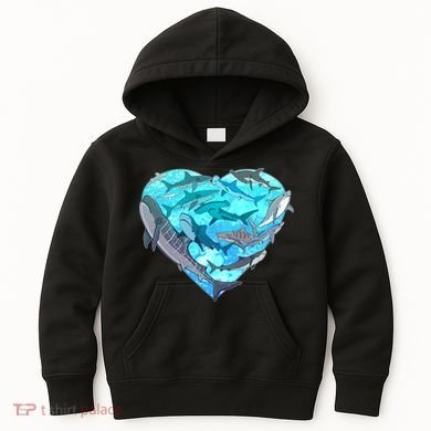 Cool Shark Love Heart Kids Hoodie