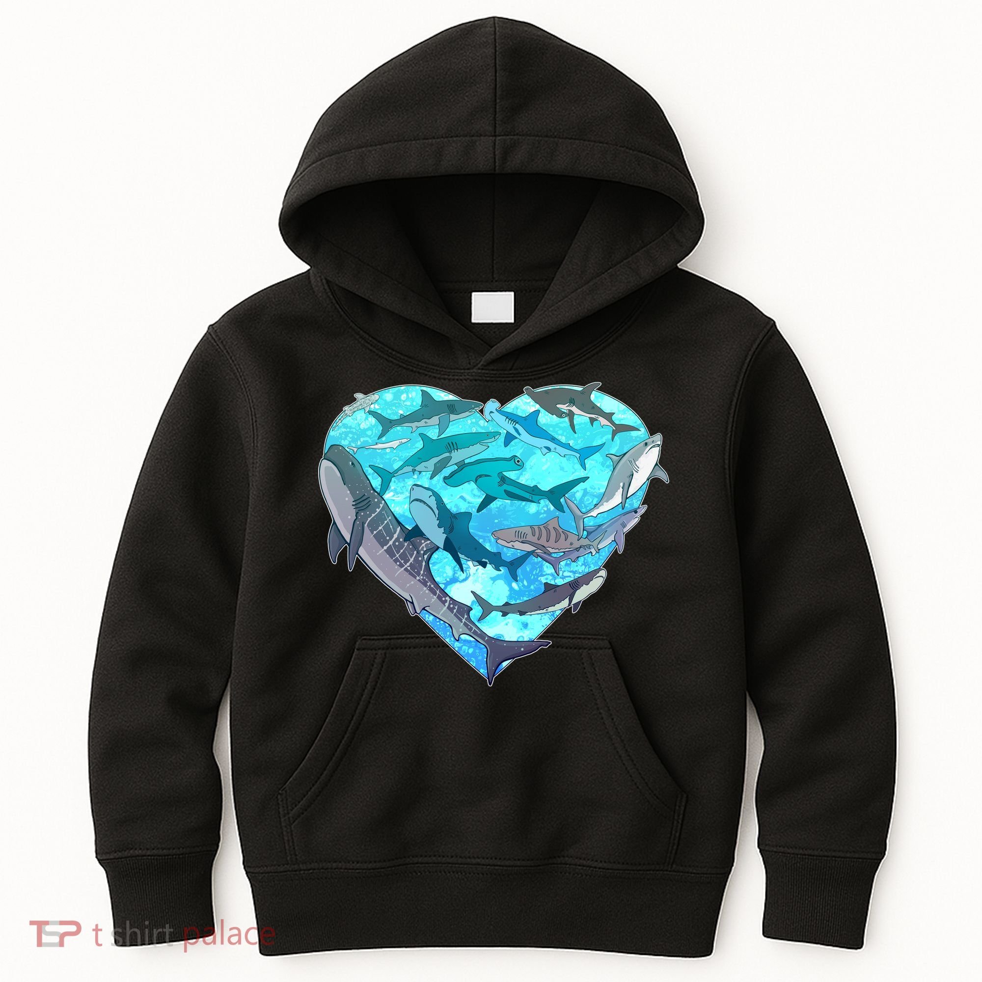 Cool Shark Love Heart Kids Hoodie