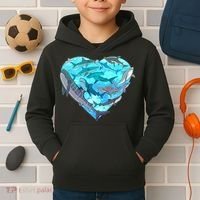Cool Shark Love Heart Kids Hoodie thumb 2