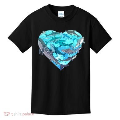 Cool Shark Love Heart Kids T-Shirt