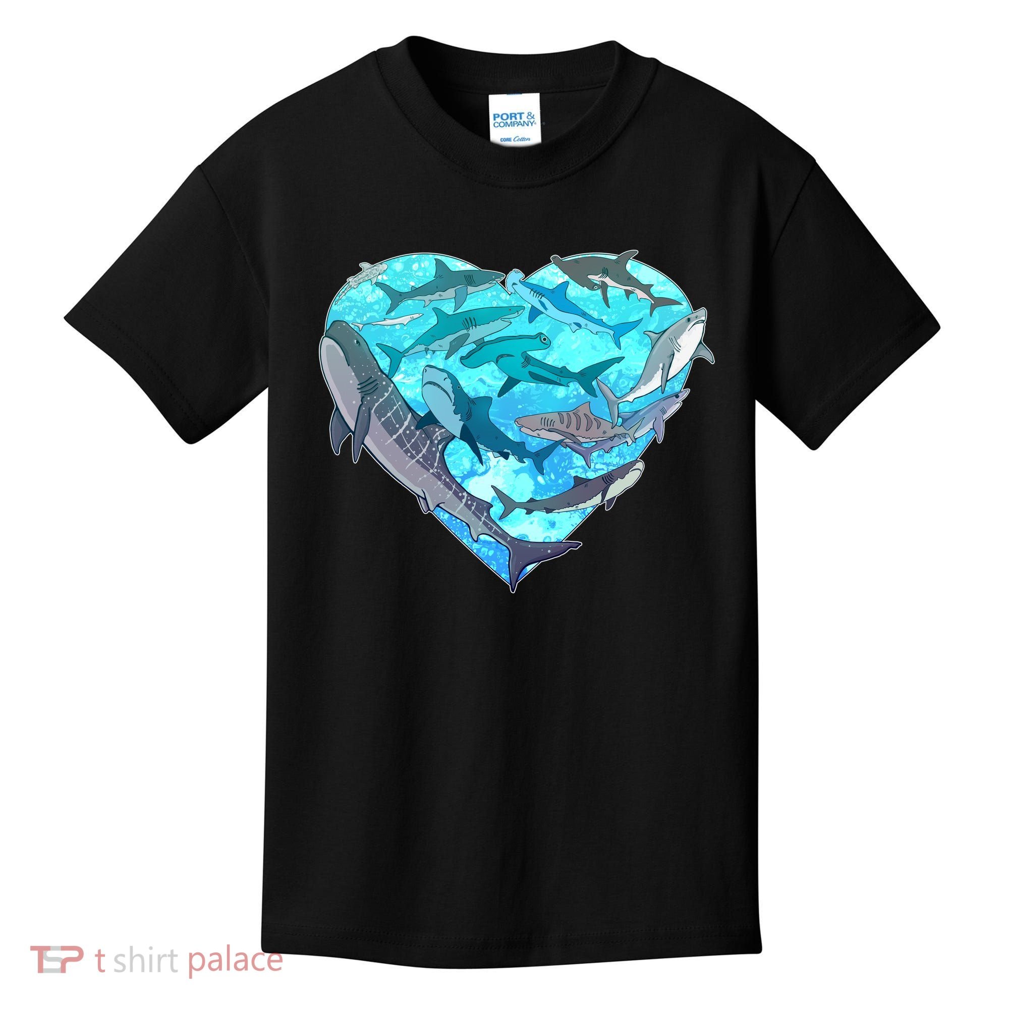Cool Shark Love Heart Kids T-Shirt