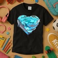 Cool Shark Love Heart Kids T-Shirt thumb 3
