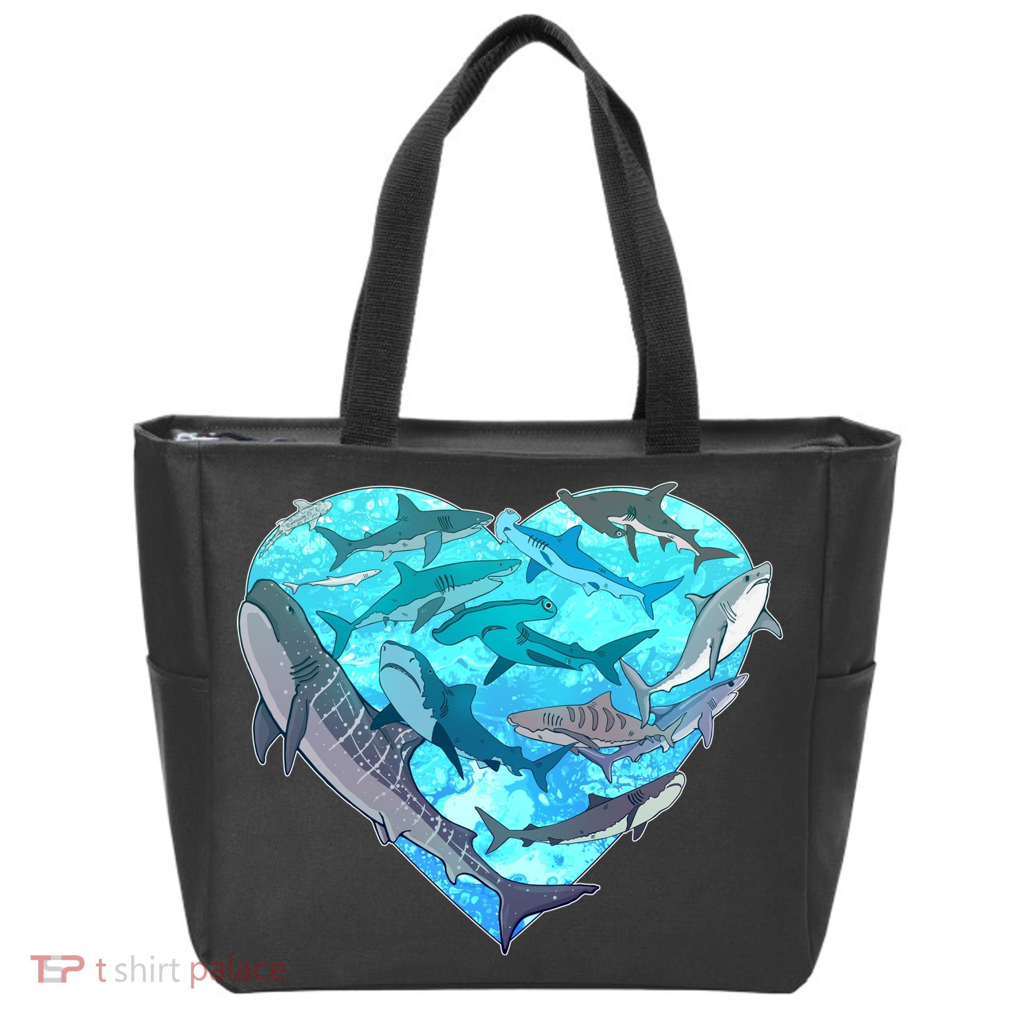 Cool Shark Love Heart Tote Bag