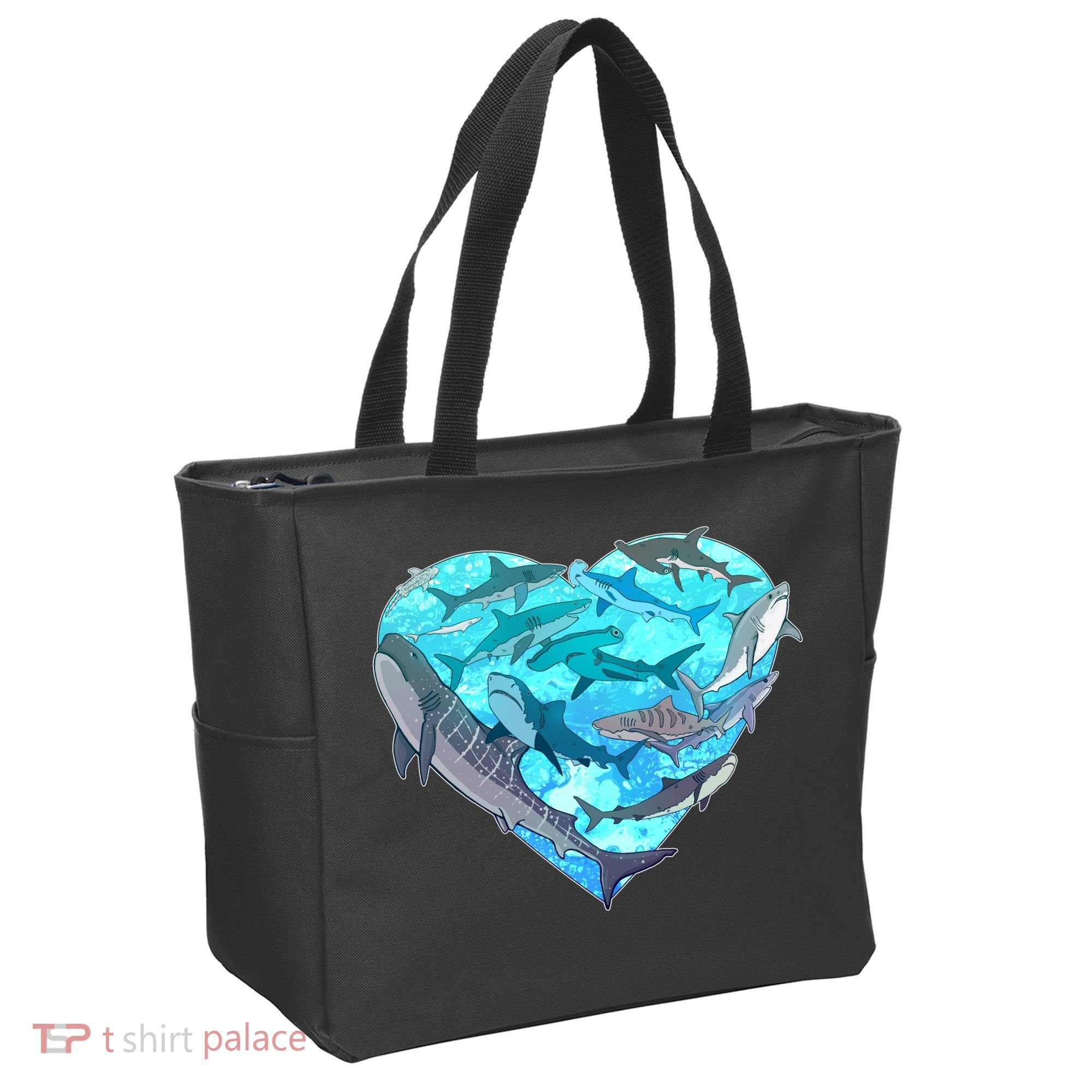 Cool Shark Love Heart Tote Bag