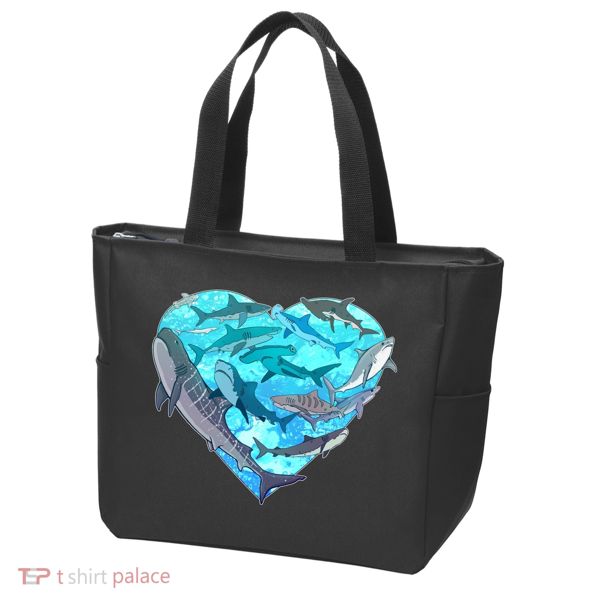 Cool Shark Love Heart Tote Bag