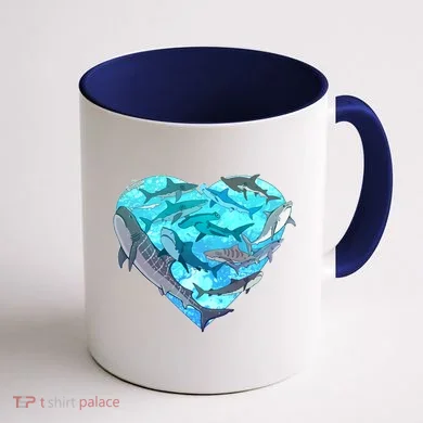 Cool Shark Love Heart Coffee Mug back