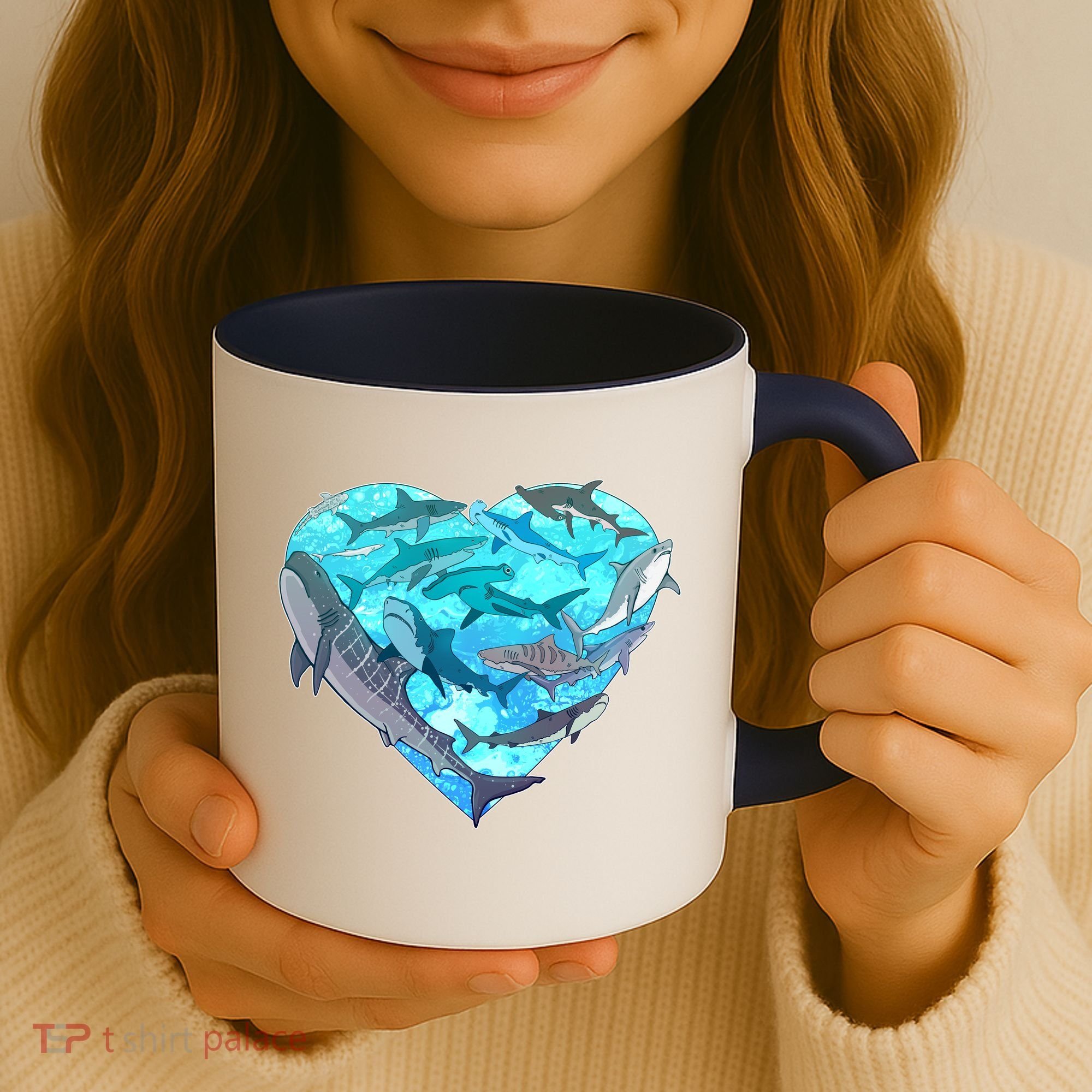Cool Shark Love Heart Coffee Mug