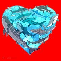 Cool Shark Love Heart Santa Hat thumb 1
