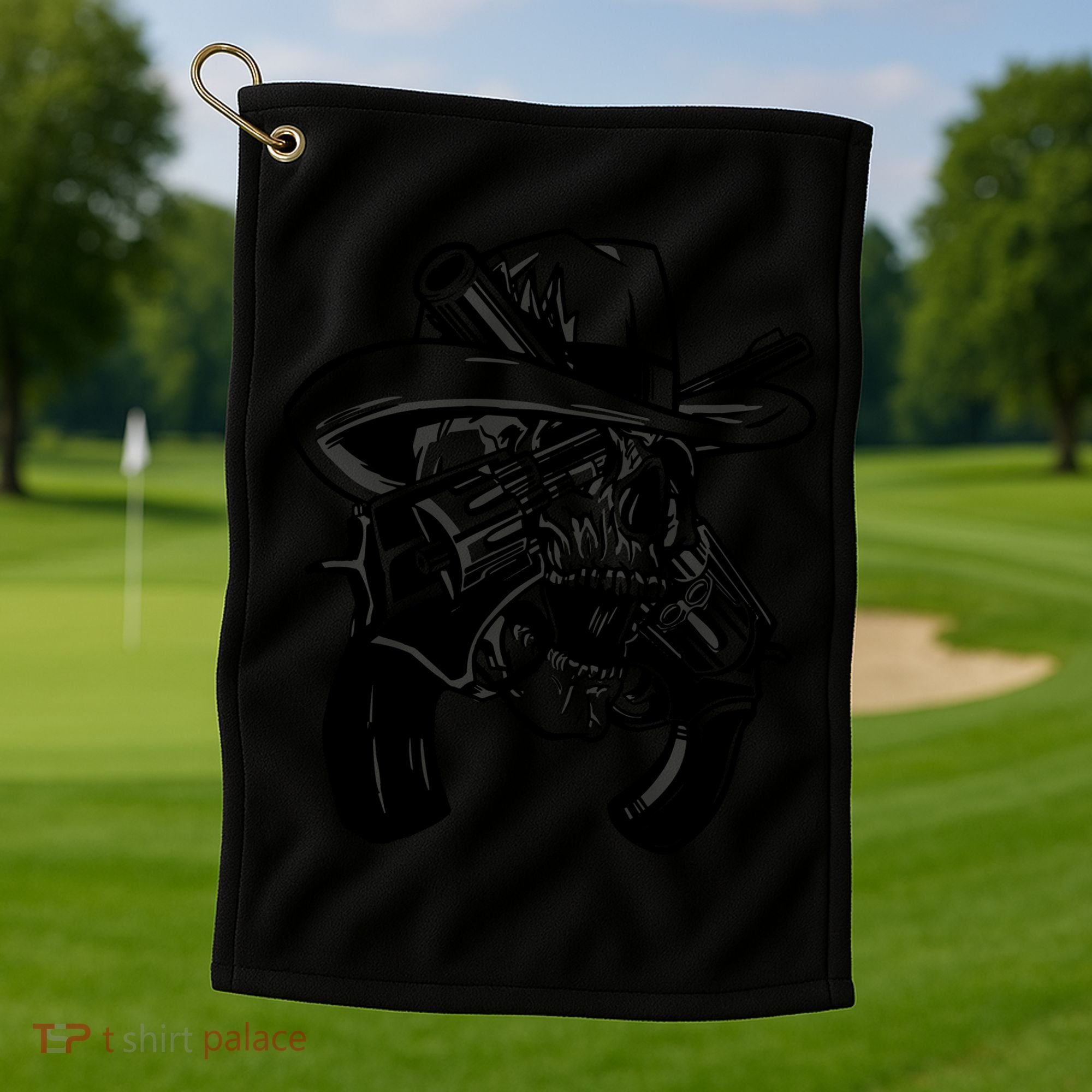 Cool Skull Guns Crossbones Golf Towel