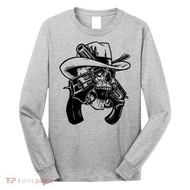 Cool Skull Guns Crossbones Long Sleeve Shirt